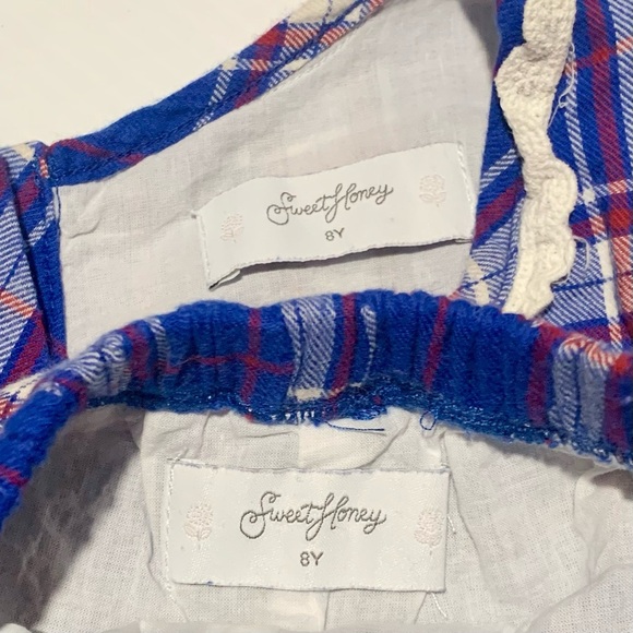 SweetHoney Blue Plaid Tunic‎ Dress Shorts Holiday Christmas Matching Sister Set - Picture 7 of 8